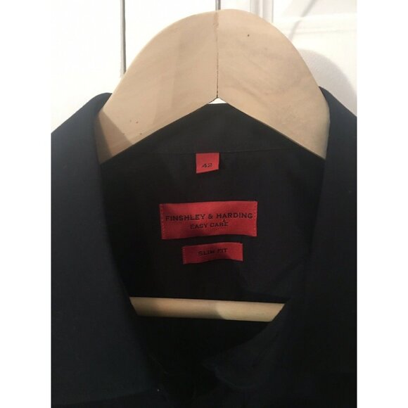 Finshley & Harding button up long sleeve shirt Black Mens Sz 42‎ Slim Fit - Picture 3 of 6
